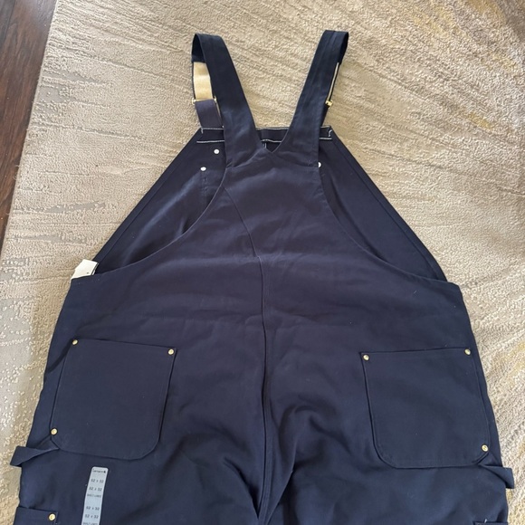 Carhartt Duck Bib Overalls navy blue work bib insulated 52 X 32 New - Picture 11 of 16
